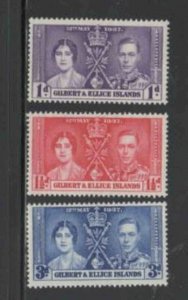 GILBERT & ELLICE #37-39 1937 CORONATION ISSUE MINT VF NH O.G bb