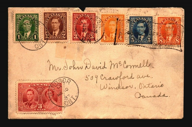 Canada 1937 Cover w/ Better (Some FDC) / Front Tear - Z16780