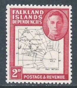 Falkland Islands Dep. #1L3 NH 2p George VI, Map of Falkland - Fine Print