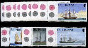 St. Helena #716-727 Cat$50.15, 1998 Ships, sheet margin set of twelve, never ...