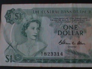 ​BAHAMAS-1974-CENTRAL BANK-$1 DOLLAR-NEAR UNCIR- NOTE- VF-50 YEARS OLD-