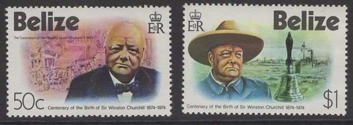 BELIZE SG396/7 1974 BIRTH CENTENARY OF SIR WINSTON CHURCHILL MNH