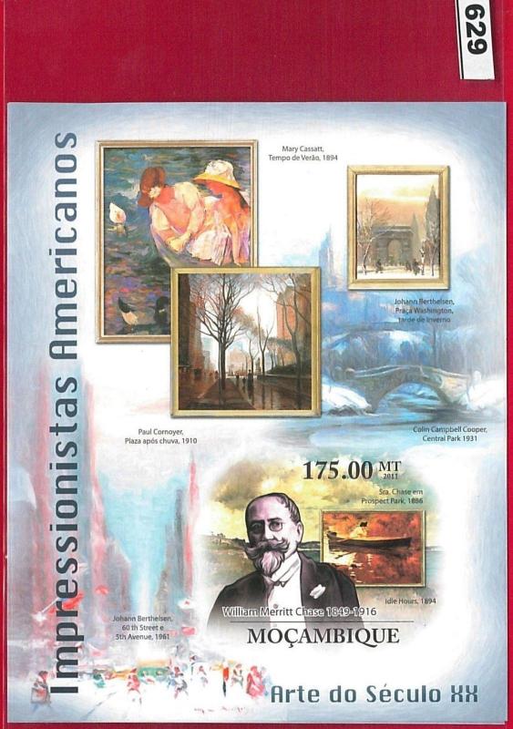 629 - MOZAMBIQUE -   IMPERF SHEET: American Impressionists, Berthelsen ART  2011