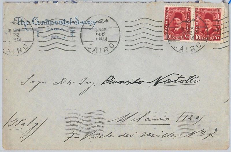EGYPT  --  POSTAL HISTORY: AIRMAIL COVER to ITALY 1932
