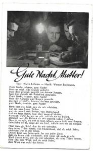 Germany 1942 War propaganda card Good Night Mother song