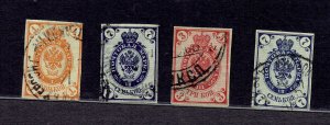 RUSSIA  # 46s, 50a, 57d, 59b laid papers used1889-1905 crests
