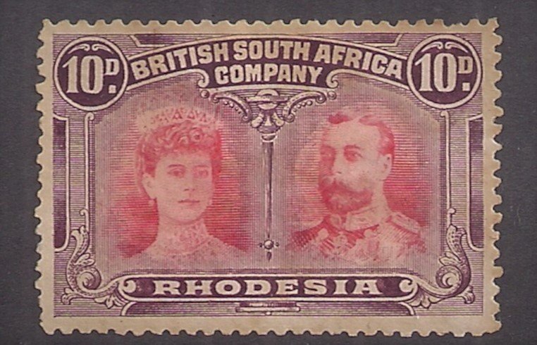 RHODESIA: Double Head Issue 10p #110 Mint NG HR some staining STILL NICE!!! VF!