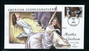 COLLINS CACHET COVER - SCOTT #3840 - MARTHA GRAHAM-AMERICAN CHOREOGRAPHER