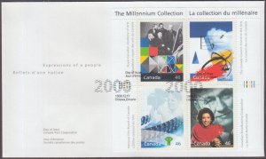 CANADA Sc # 1821a-d FDC CORNER BLOCK of 4 DIFF  MILLENIUM ISSUE