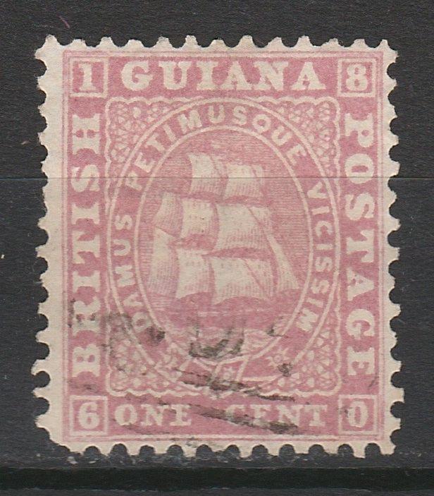 BRITISH GUIANA 1860 SHIP 1C ROSE USED