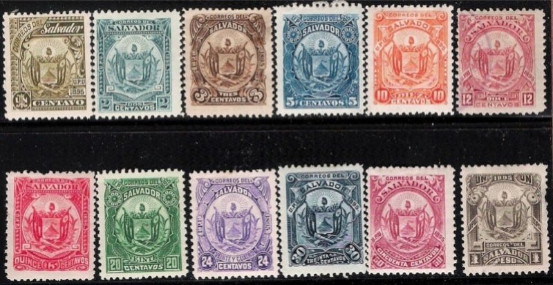 El Salvador Scott #117-28, Singles 1895 Complete Set FVF MH/USED