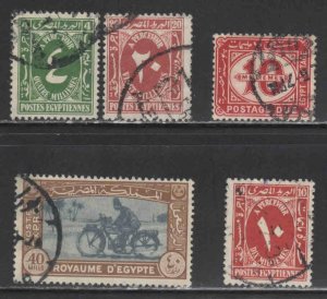 Egypt #E4, J37, J25, J48, J52 ~5 Different Stamps ~ Used, MX