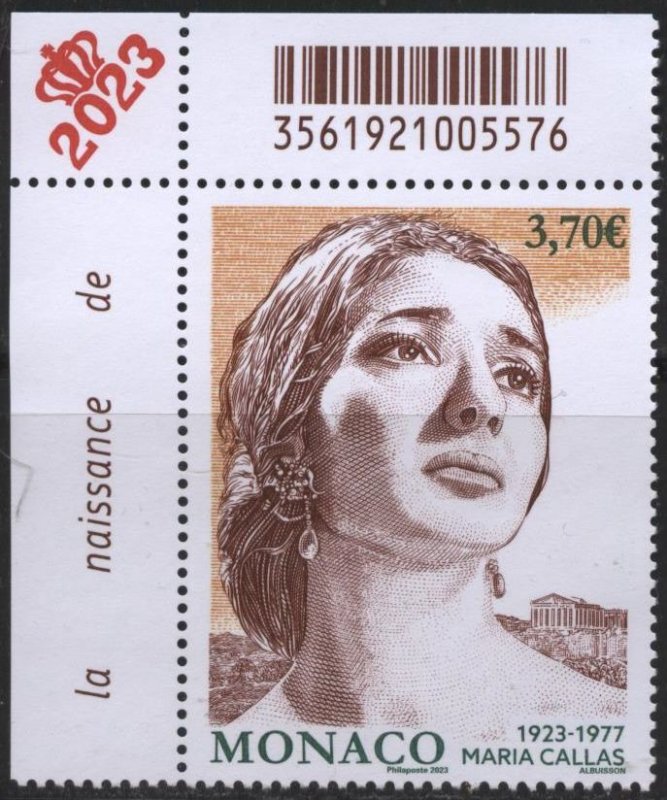Monaco 3141 (mnh) €3.70 Maria Callas centenary (2023)