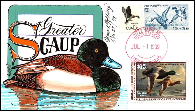 Scott RW66 $15.00 1999 Duck Stamp Bernard Goldberg Hand Painted FDC 27 Of 49