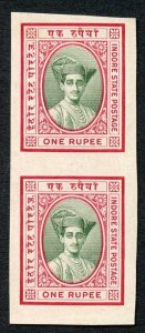 Indore Plate Proof of the 1r in Green and Carmine (see footnote in SG) Cat 48 p 