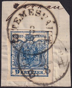 Austria - 1854 - Scott #5e - used on piece - TEMESVAR B.H. pmk Romania