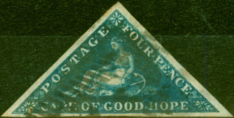 Cape of Good Hope 1855 4d Deep Blue SG6 Good Used