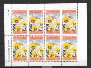 TANZANIA MNH SOUV. SHEET SC#315 FLOWERS SCV$2.00