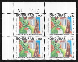 Honduras #C833  30c Tatics to Control Pests plate block of 4 (MNH) CV $1.60