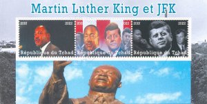 Chad 2022 CTO JFK Stamps Martin Luther King John F Kennedy US Presidents 3v M/S