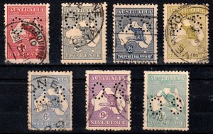 1915-28 AUSTRALIA KANGAROO OFFICIAL 7 VALUES (SG# O43-O48) FINE USED