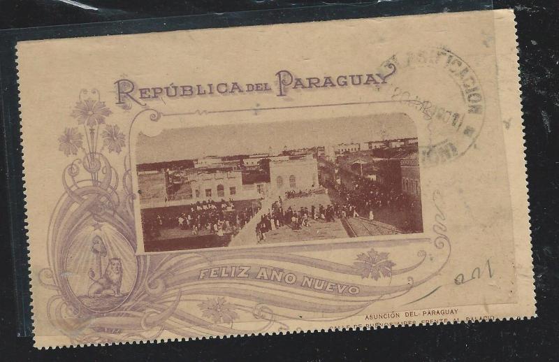 PARAGUAY (P2309B) 4C PSC HAPPY NEW YEAR CARD TO MADRID SPAIN
