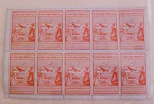 US PUERTO RICO LOCAL POST MING LIGHT HINGED SHEET OF 10