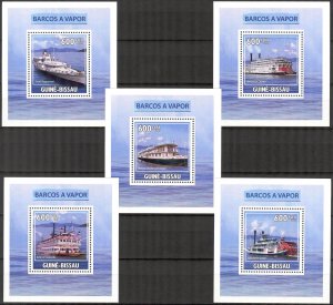 {360} Guinea -Bissau 2009 Ships Boats 5 S/S Deluxe MNH**