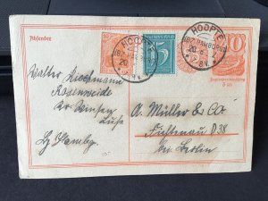 Germany Hoopte Hamburg to Berlin postal stamps card Ref R28881