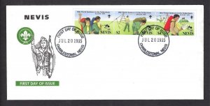 1995 Nevis Boy Scout Jamboree Netherlands strip FDC