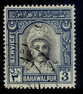 PAKISTAN - Bahawalpur GVI SG O17, 3p black & blue, FINE USED. Cat £19.