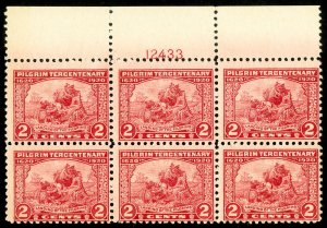 US Stamps # 549 MNH F-VF Top Plate Block Of 6 Scott Value $125.00