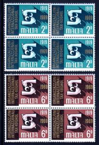 Malta - Scott #398-399 - MNH Blocks/4 - SCV $2.00