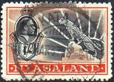 Nyasaland 1934 1/- black and orange used