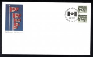 1395, Scott, FDC, Canada, Flag Coil, 43c, 1992, Dec 30