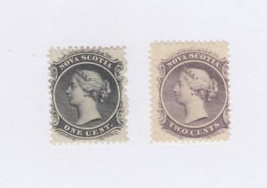 NOVA SCOTIA # 8+9 MNG/MH 1,2cts QUEEN VICTORIA BLACK & LILAC  CAT VALUE $40