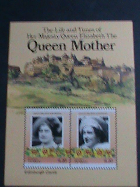TUVALU-THE LIFE TIMES OF QUEEN MOTHER- ELIZABETH-EDINBURGH CASTLE MNH-S/S-VF