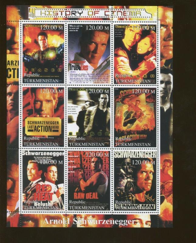 Turkmenistan Arnold Schwarzenegger Cinema Commemorative Stamp Souvenir Sheet