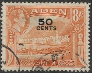 ADEN 1951 Sc 41 Used KGVI 50c/8a VF, Mukalia