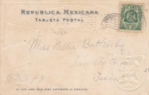 Mexico 1907 View Card 2c Coat of Arms Mexico Stamp Images to San Antonio, TX.