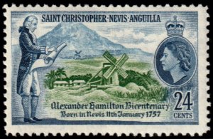 ✔️ SAINT KITTS & NEVIS 1957 - HAMILTON BICENTENARY - SC.  135 MNH ** [5CW6]