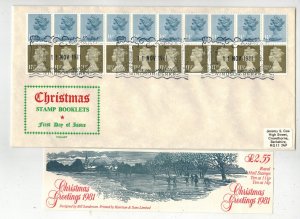 GREAT BRITAIN FDC CHRISTMAS  BOOKLET OF 20 WINDSOR BERKS 1981 & BOOKLET COVER