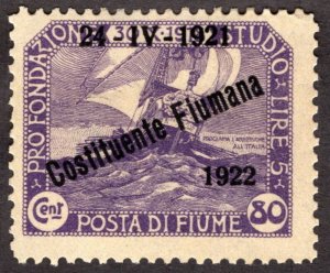 1922, Fiume 80c, MH, Sc 167