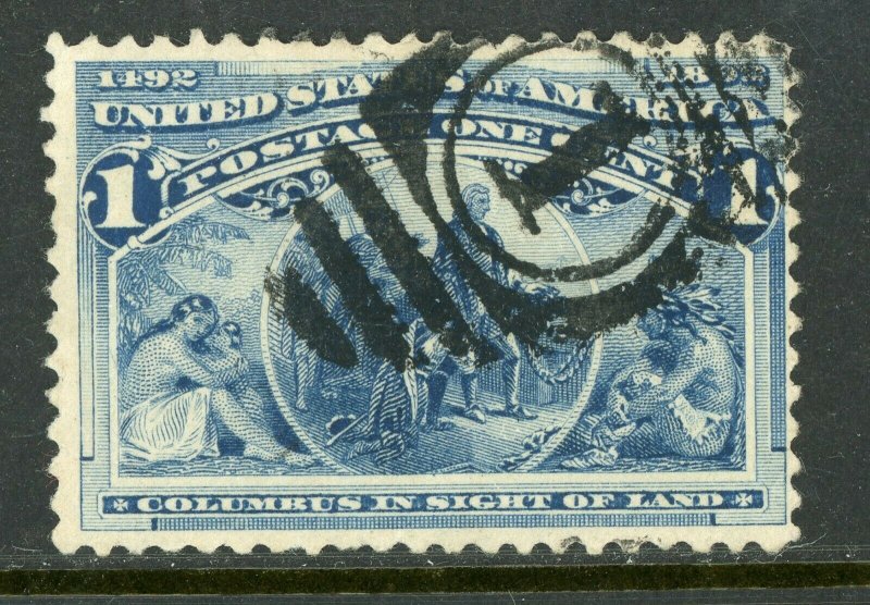 USA 1893 Columbus 1¢ Blue Sc #230 VFU Z284 