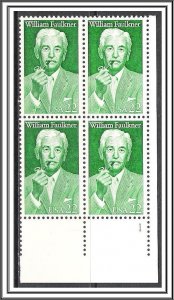 US Plate Block #2350 William Faulkner MNH