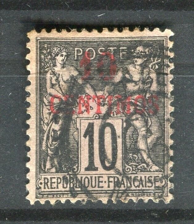 FRENCH COLONIES; MOROCCO 1890s classic P & C surcharged used 10c. fair Postmark