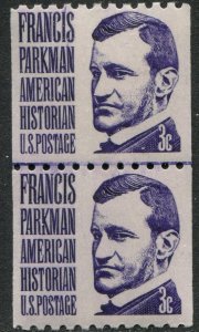 1297 3c Francis Parkman Coil Line Pair Mint NH OG