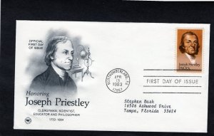 2038 Joe Priestley, FDC PCS addressed