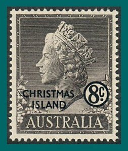 Christmas Island 1958 Queen Elizabeth, 8c MNH #5,SG5