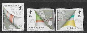 GIBRALTAR SG678/80 1992 ROUND THE WORLD YACHT RALLY MNH